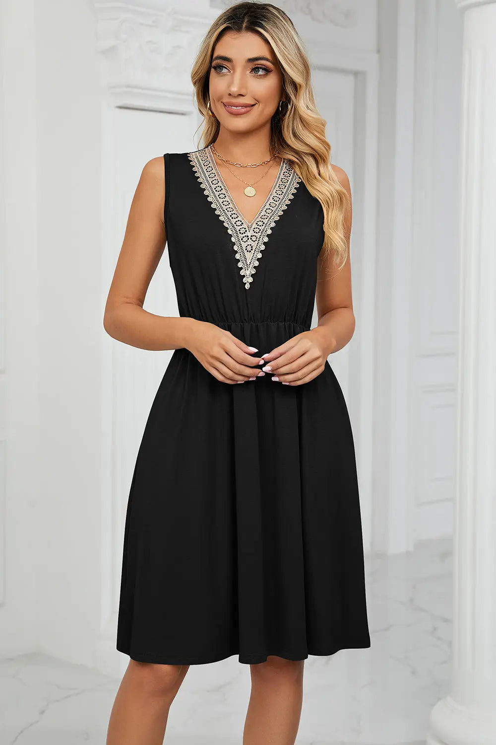 Pocketed V-Neck Wide Strap Dress -BazaarBey - www.shopbazaarbey.com