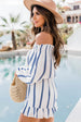 Striped Off Shoulder Smocked Romper Trendsi