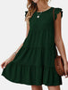 Ruffled Round Neck Cap Sleeve Mini Dress -BazaarBey - www.shopbazaarbey.com