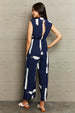 Printed Round Neck  Jumpsuit with Pockets Trendsi