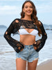 BazaarBey Distressed Boat Neck Long Sleeve Cover Up 