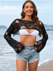 BazaarBey Distressed Boat Neck Long Sleeve Cover Up 