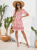 Printed Square Neck Short Sleeve Dress -BazaarBey - www.shopbazaarbey.com