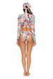 Printed Zip Up Three-Piece Swim Set Trendsi
