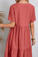 Full Size Ruched V-Neck Short Sleeve Dress -BazaarBey - www.shopbazaarbey.com