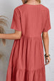 Full Size Ruched V-Neck Short Sleeve Dress -BazaarBey - www.shopbazaarbey.com