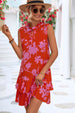 Printed Tie Neck Sleeveless Dress -BazaarBey - www.shopbazaarbey.com