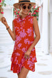 Printed Tie Neck Sleeveless Dress -BazaarBey - www.shopbazaarbey.com