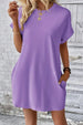 Pocketed Round Neck Short Sleeve Dress -BazaarBey - www.shopbazaarbey.com