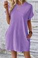 Pocketed Round Neck Short Sleeve Dress -BazaarBey - www.shopbazaarbey.com