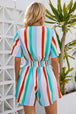 Striped Tie Front Romper Trendsi