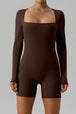 Square Neck Long Sleeve Active Romper Trendsi