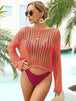 Long Sleeve Round Neck Openwork Cover-Up Bazaarbey