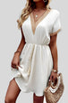 Tassel V-Neck Short Sleeve Dress -BazaarBey - www.shopbazaarbey.com