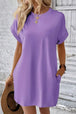Pocketed Round Neck Short Sleeve Dress -BazaarBey - www.shopbazaarbey.com