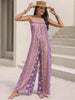 BazaarBey Tied Printed Tube Wide Leg Jumpsuit 