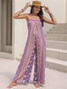 BazaarBey Tied Printed Tube Wide Leg Jumpsuit 