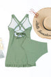 Tie Back Sleeveless Swim Dress and Bottoms Set Trendsi