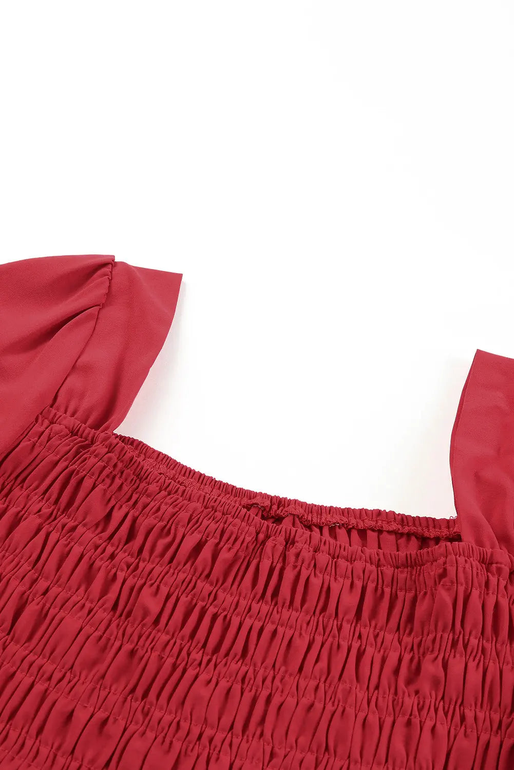 Smocked Long Flounce Sleeve Square Neck Jumpsuit Trendsi