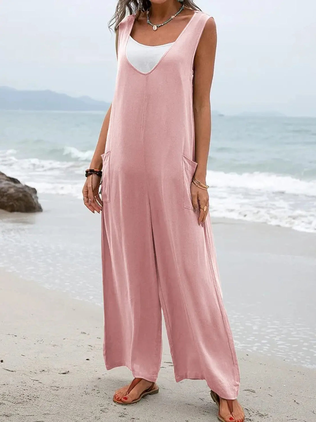 Wide Strap Jumpsuit with Pockets Trendsi