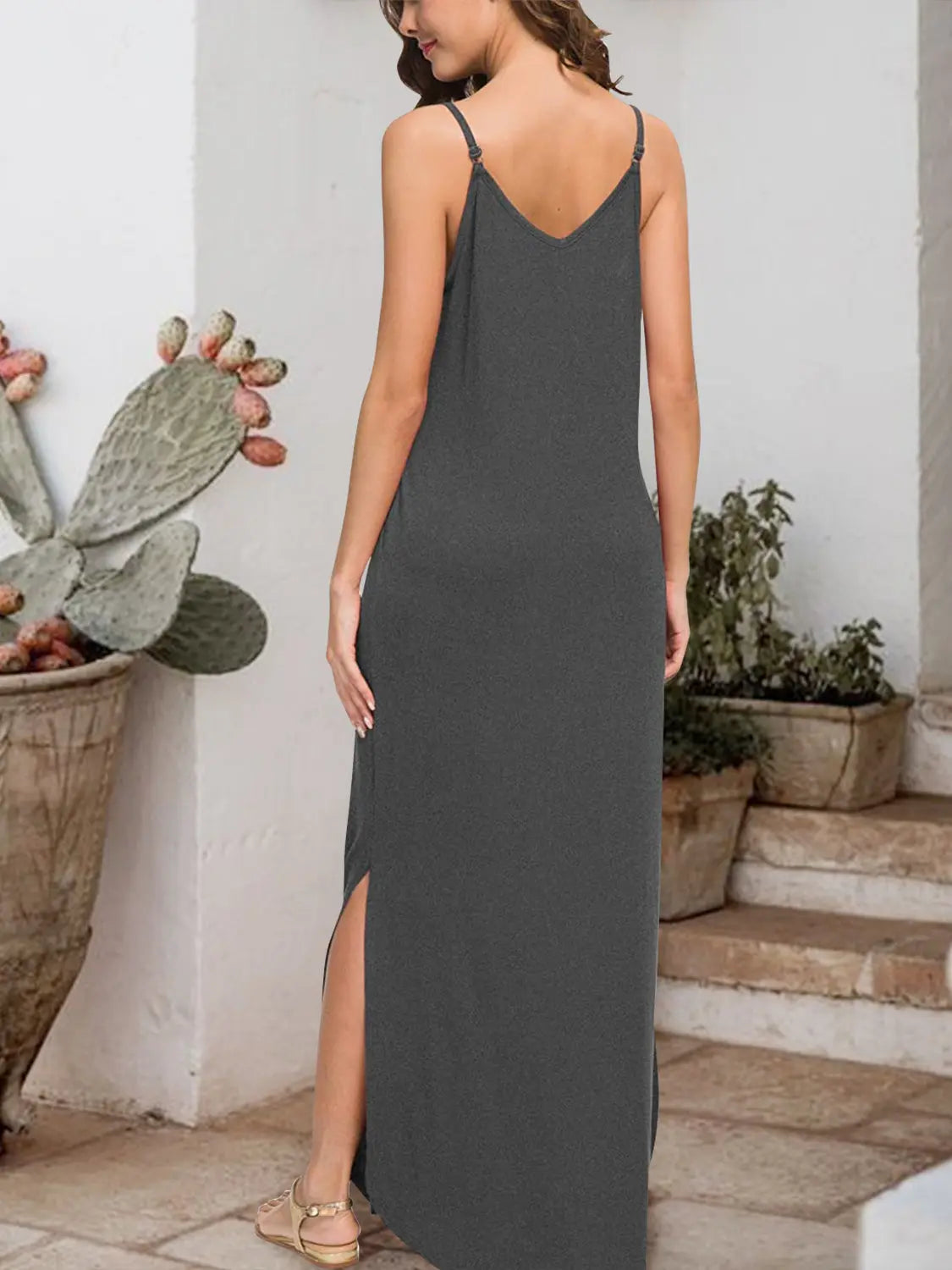 Slit Scoop Neck Sleeveless Dress -BazaarBey - www.shopbazaarbey.com