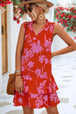 Printed Tie Neck Sleeveless Dress -BazaarBey - www.shopbazaarbey.com