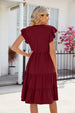 Ruched Notched Cap Sleeve Dress -BazaarBey - www.shopbazaarbey.com
