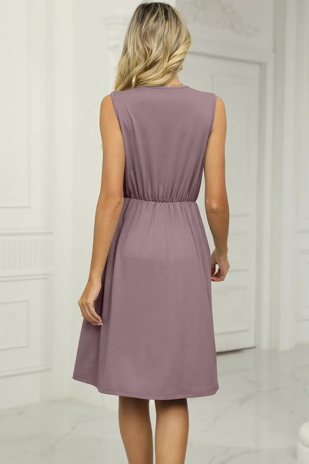 Pocketed V-Neck Wide Strap Dress -BazaarBey - www.shopbazaarbey.com