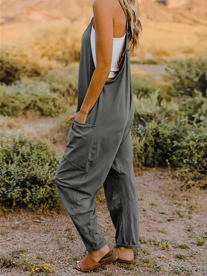   Sleeveless V-Neck Pocketed Jumpsuit Trendsi