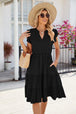 Ruched Notched Cap Sleeve Dress -BazaarBey - www.shopbazaarbey.com
