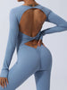 Twisted Backless Long Sleeve Jumpsuit Trendsi