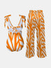 Printed Tie Shoulder Swimwear and Pants Swim Set Trendsi