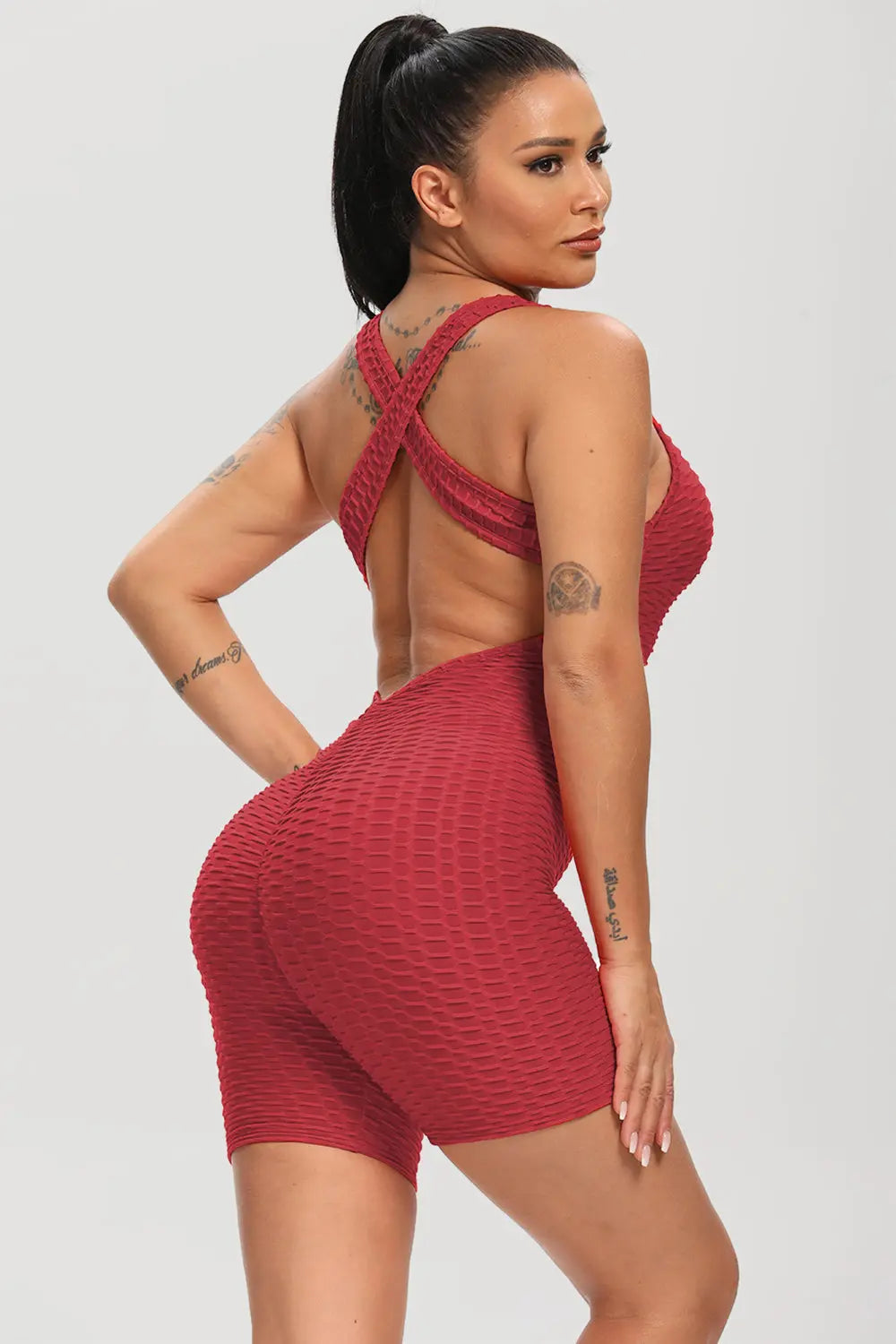  Wide Strap Active Romper Trendsi