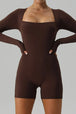 Square Neck Long Sleeve Active Romper Trendsi