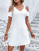  V-Neck Cold-Shoulder Dress -BazaarBey - www.shopbazaarbey.com