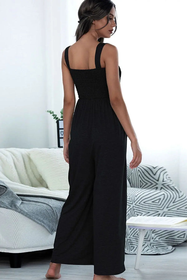 Square Neck Sleeveless Pocket Jumpsuit Trendsi