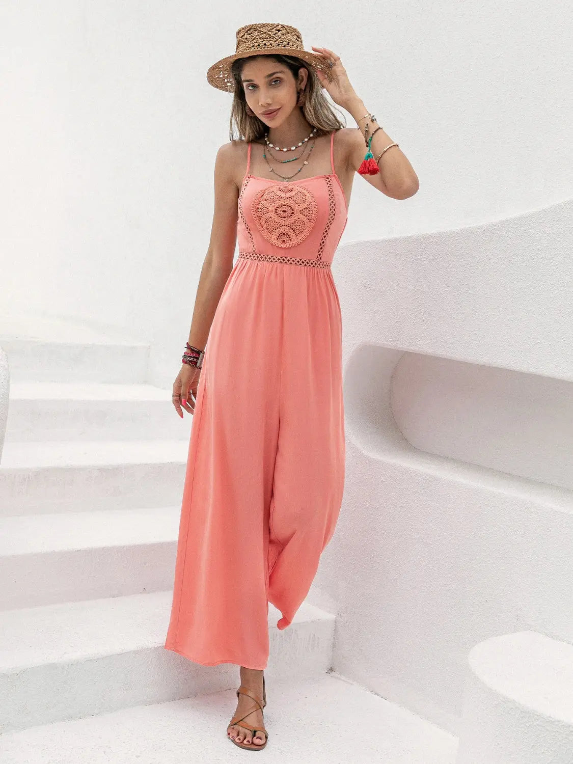  Spaghetti Strap Wide Leg Jumpsuit Trendsi