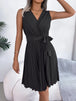 Tied  Sleeveless Pleated Dress -BazaarBey - www.shopbazaarbey.com