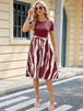 Printed Tie Waist Short Sleeve Dress -BazaarBey - www.shopbazaarbey.com