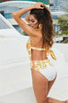 Printed Plunge Halter Neck Swimwear and Cardigan Set Trendsi