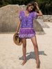 Tied Printed Short Sleeve Romper Trendsi