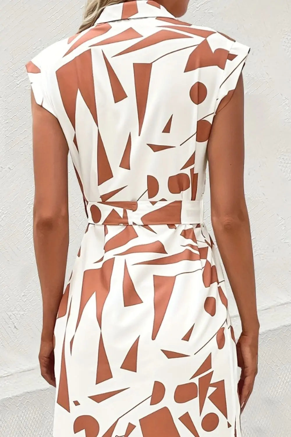 Printed Cap Sleeve Tie Waist Dress -BazaarBey - www.shopbazaarbey.com