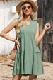 Frill Notched Sleeveless Mini Dress -BazaarBey - www.shopbazaarbey.com