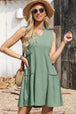 Frill Notched Sleeveless Mini Dress -BazaarBey - www.shopbazaarbey.com