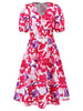 Ruched Printed  Short Sleeve Dress -BazaarBey - www.shopbazaarbey.com