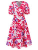 Ruched Printed  Short Sleeve Dress -BazaarBey - www.shopbazaarbey.com
