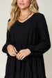  Full Size V-Neck Balloon Sleeve Tiered Dress -BazaarBey - www.shopbazaarbey.com