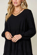  Full Size V-Neck Balloon Sleeve Tiered Dress -BazaarBey - www.shopbazaarbey.com