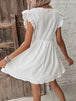 Eyelet Ruffled Cap Sleeve Mini Dress Trendsi
