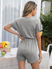 Decorative Button Round Neck Short Sleeve Romper Trendsi